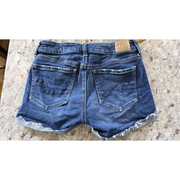 American Eagle Shortie Jean Shorts Super Stretch Womens Size 2 Raw Hem Cowgirl - Picture 2 of 10